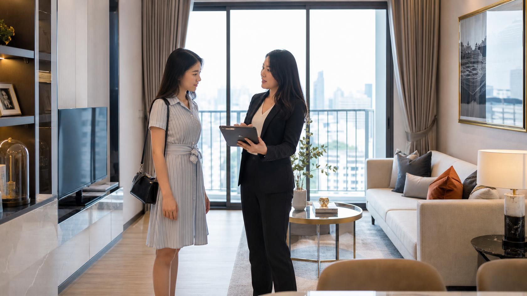 foreigner discussing condo rent terms in Thailand